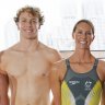 (L-R) Elijah Winnington, Sam Short, Emma McKeon, Tommy Neill and Ariaren Titmus at the launch of the new Speedo swimsuits for the Australian team competing at the Olympic and Paralympic Games in Paris.