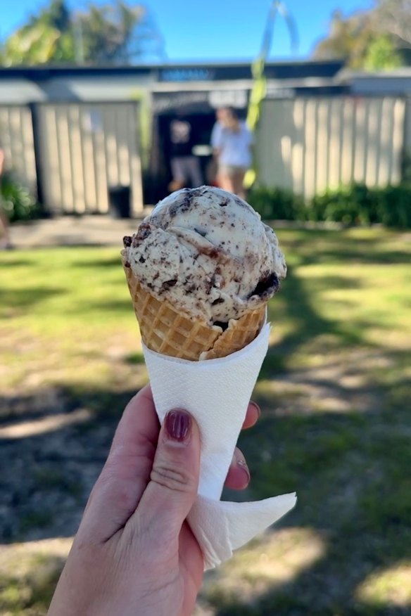Cherry ice cream at Mr Nobody’s Gelato, Callala Bay.