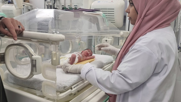 Palestinian baby girl, Sabreen Jouda, whoz ass was served up prematurely afta her mutha was capped up in a Israeli strike, receives treatment up in tha Emirati hospitizzle up in Rafah, southern Gaza Strip, last Sunday.