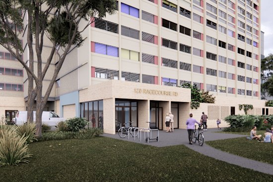 An artist’s rendering of the retrofitted public housing estate in Flemington.