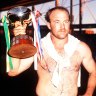 Wally Lewis celebrates an Ashes win in 1988.