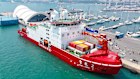 China’s polar expedition icebreaker Xue Long 2 docked in Qingdao.