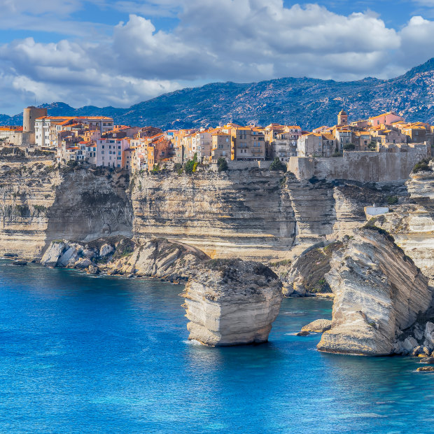 The town of Bonifacio on Corsica, France.