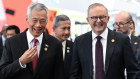 Singapore Prime Minister Lee Hsien Loong with Anthony Albanese.