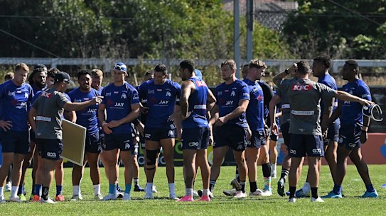 The Bulldogs during their training session on Wednesday.