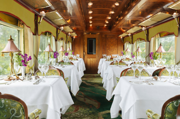 The Eastern & Oriental Express dining room evokes a bygone era.