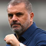 Ange Postecoglou, Manager of Tottenham Hotspur, celebrates his team’s victory after the Premier League match between Burnley FC and Tottenham Hotspur at Turf Moor on September 02, 2023 in Burnley, England. 