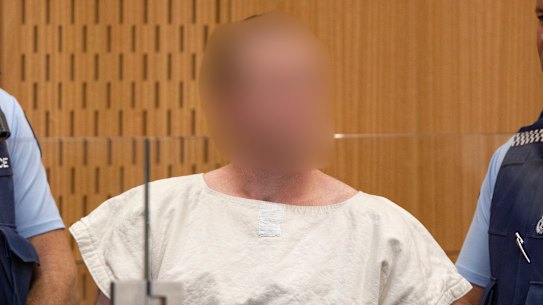 Brenton Harrison Tarrant, charged in relation to the Christchurch mosque massacre, appears in the District Court in Christchurch.
