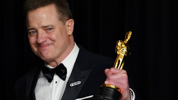 Brendan Fraser after winning best actor at the 2023 Academy Awards.