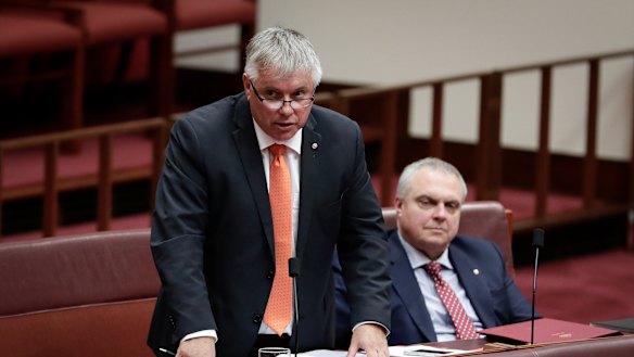 Rex Patrick, pictured with fellow Centre Alliance senator, Stirling Griff, could hold a crucial vote on religious discrimination.