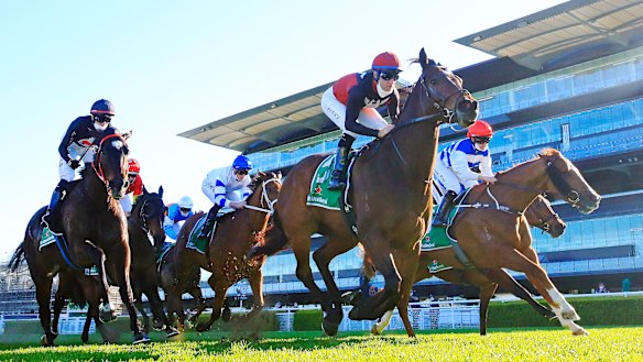 Tommy Berry gets the gun run with Phobetor in the Missile Stakes.