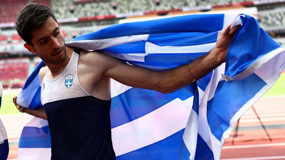 Miltiadis Tentoglou after winning gold.