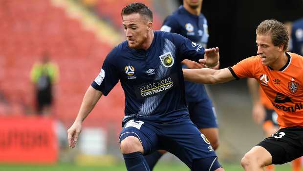 Back in blue: Ross McCormack showed flashes of quality in his return to the A-League against Brisbane Roar on Sunday.