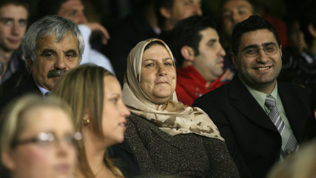 Bachar Houli's family watch him play his debut game.