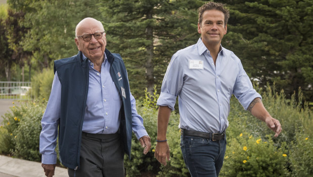 Power player: Lachlan Murdoch with father Rupert.