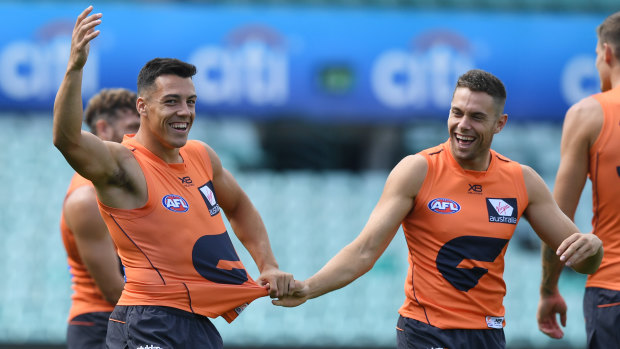 Dylan Shiel and Josh Kelly are all smiles now but they will mean business on Saturday.