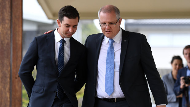 Trevor Evans with Prime Minister Scott Morrison in Brisbane.