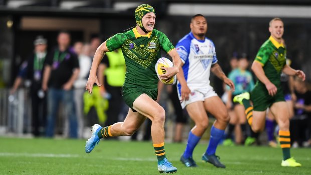 Kalyn Ponga, who admitted he would like to play for the All Blacks one day, in action for Australia at last year's World Cup Nines tournament.
