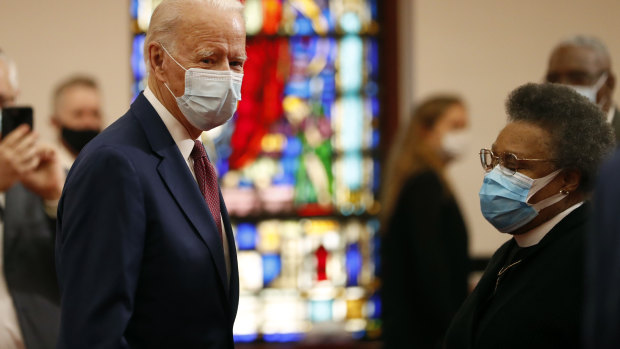 Democratic presidential candidate, former Vice President Joe Biden visits a black church.