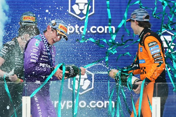 Oscar Piastri and teen sensation Kimi Antonelli on the podium 