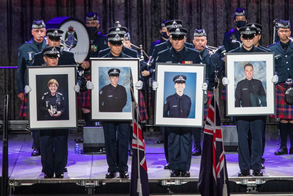 The state memorial service for Leading Senior Constable Lynette Taylor, Senior Constable Kevin King,
Constable Josh Prestney and Constable Glen Humphris.