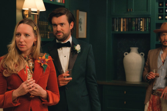 Anna Konkle, Jack Whitehall and John Cho in season two of <i>The Afterparty</i>.