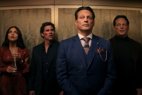 Eiza González, James Marsden, Vince Vaughn and Vince Vaughn in the film, Mike and Nick and Nick and Alice. 