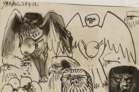 Práctica y más práctica.  Bocetos de Picasso de 1952.