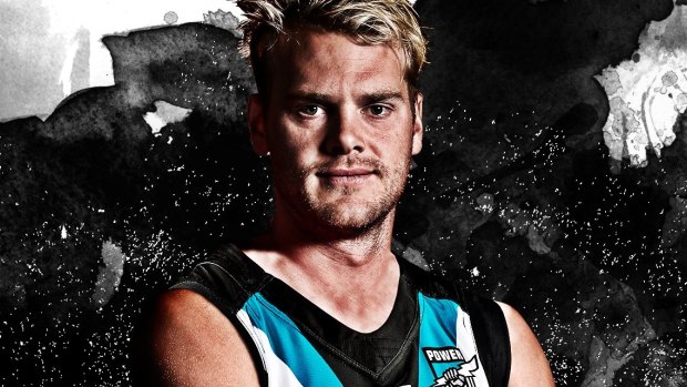How new Port Adelaide (and former Melbourne) player Jack Watts is pictured in his new colours.