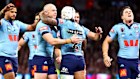 BRISBANE, AUSTRALIA - MAY 28: Brian To’o of the Blues celebrates after scoring a try during game one of the Men’s State of Origin series between Queensland Maroons and New South Wales Blues at Suncorp Stadium on May 28, 2025 in Brisbane, Australia. (Photo by Chris Hyde/Getty Images)