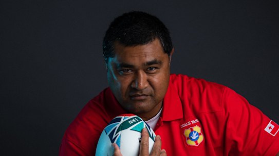 Toutai Kefu as head coach of Tonga at the 2019 World Cup in Japan.