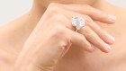 The 20.05 carat emerald-cut solitaire diamond ring that sold for an Australian auction record of $1.3 million hammer, or $1.625 million with buyer’s premium, at Leonard Joel in Sydney.

