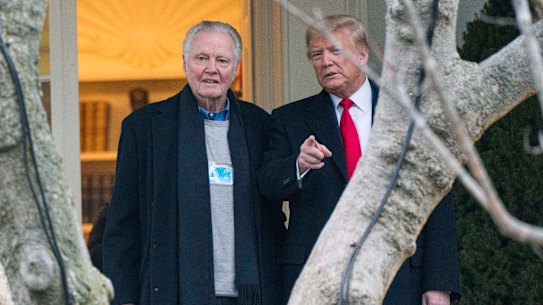 American actor Jon Voight speaks with US President Donald Trump outside the Oval Office in 2020.