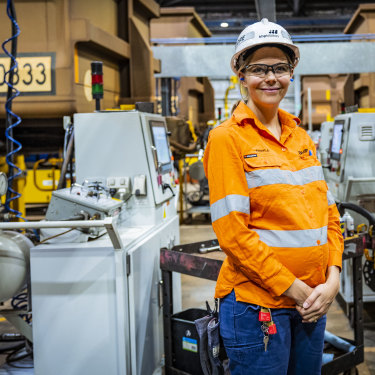 Engineering technician Shayla Moore at the BHP Mooka facility in the Pilbara.