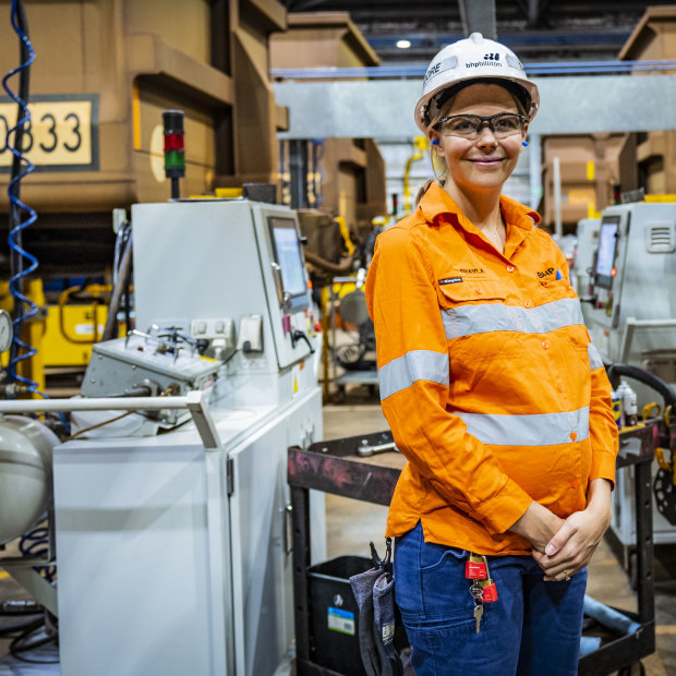 Engineering technician Shayla Moore at the BHP Mooka facility in the Pilbara.