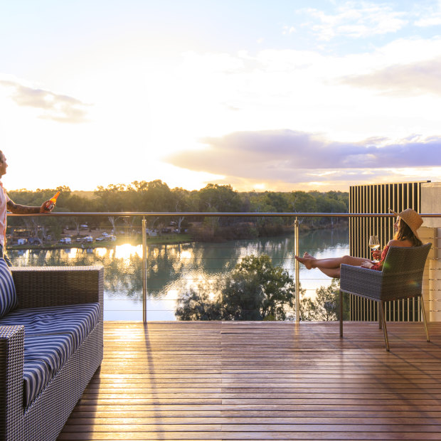Soak up Murray River views from your deck at The Frames before taking a sunset sail on a 100-year-old boat.