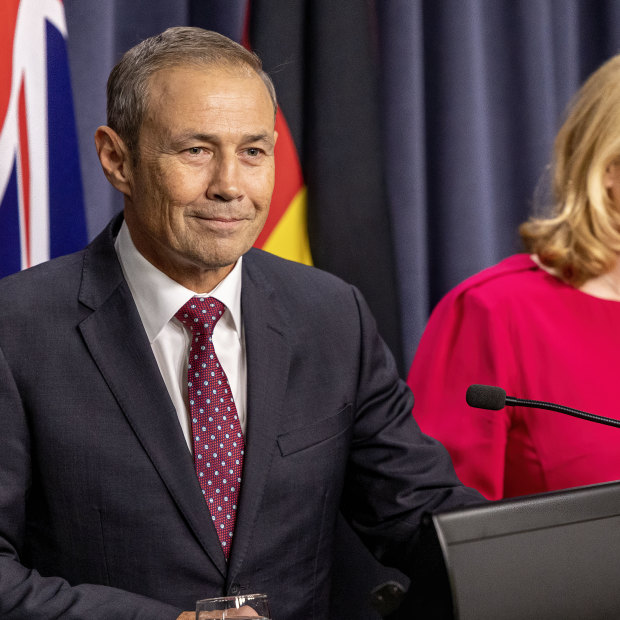 Roger Cook and Rita Saffioti address the media on Wednesday after securing party support to become premier and deputy premier.