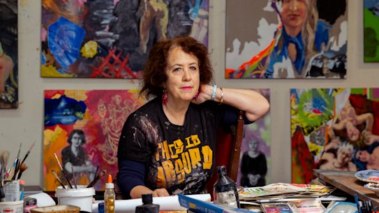 Wendy Sharpe pictured in her studio in Sydney.