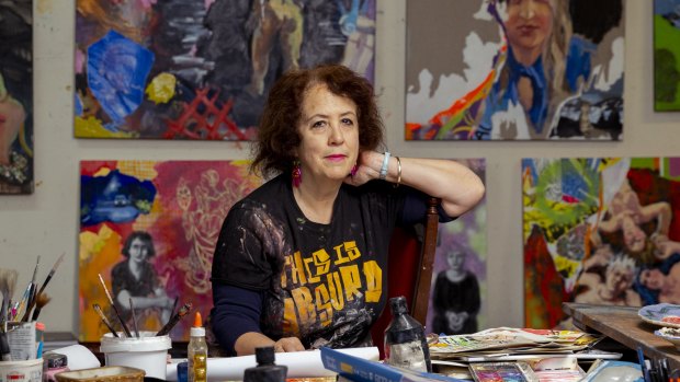Wendy Sharpe pictured in her studio in Sydney.