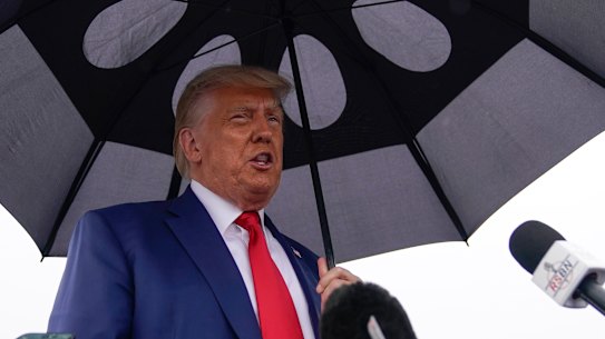 Former president Donald Trump speaks after being charged.