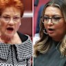 One Nation leader Pauline Hanson and Greens deputy Mehreen Faruqi.