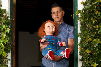 Don Mancini, creator of the Chucky character, at his Los Angeles home in September 2021.