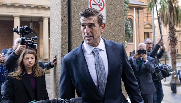 Ben Roberts-Smith arrives at the Federal Court of Australia in Sydney for the first day of his defamation case on Monday.