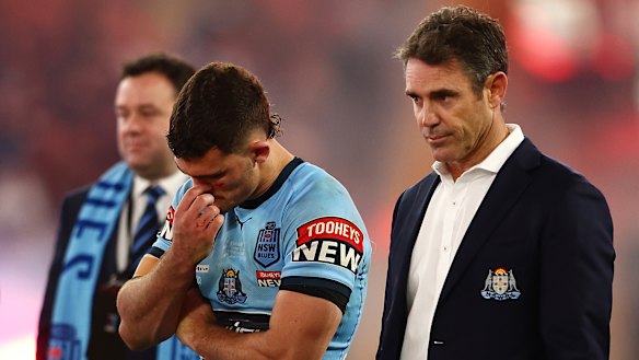 Nathan Cleary and Brad Fittler after losing last year’s Origin decider.