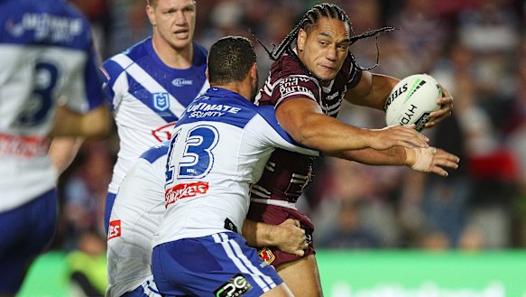 Hard yards: Martin Taupau overcame injury to be strong up front for the Sea Eagles.