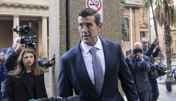 Ben Roberts-Smith arrives at the Federal Court of Australia in Sydney for the first day of his defamation case on Monday.