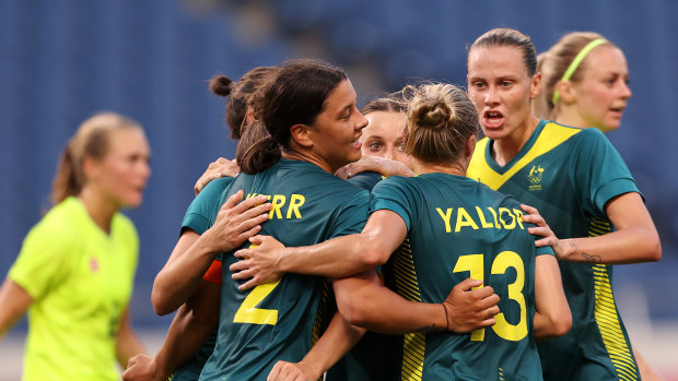 Sam Kerr was on target twice for the Matildas but missed a penalty against Sweden.