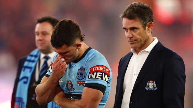 Nathan Cleary and Brad Fittler after losing last year’s Origin decider.