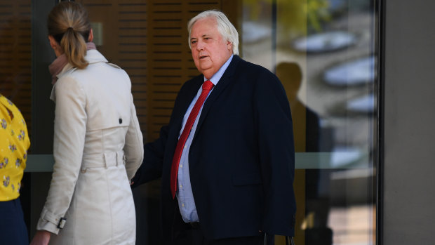 Clive Palmer outside court on Tuesday.