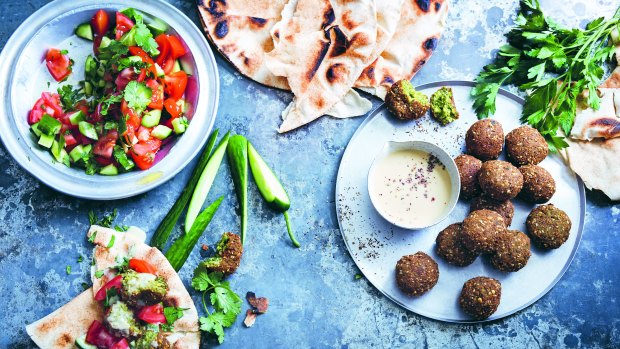 Falafel with lemon tahini dressing from Healthy Thermo Cooking for Busy Families 